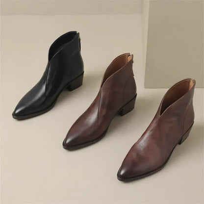 MAISON LORÉ™ | Bottines en cuir à talon bas